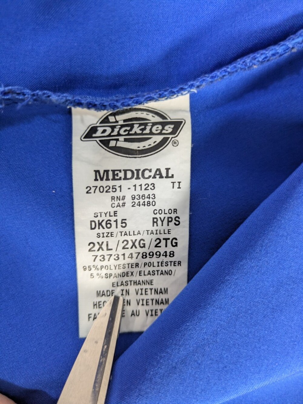 Dickies EDS Essentials Stretch Scrubs Set 2XL Unisex Blue Top & Pants Medical - Picture 5 of 14